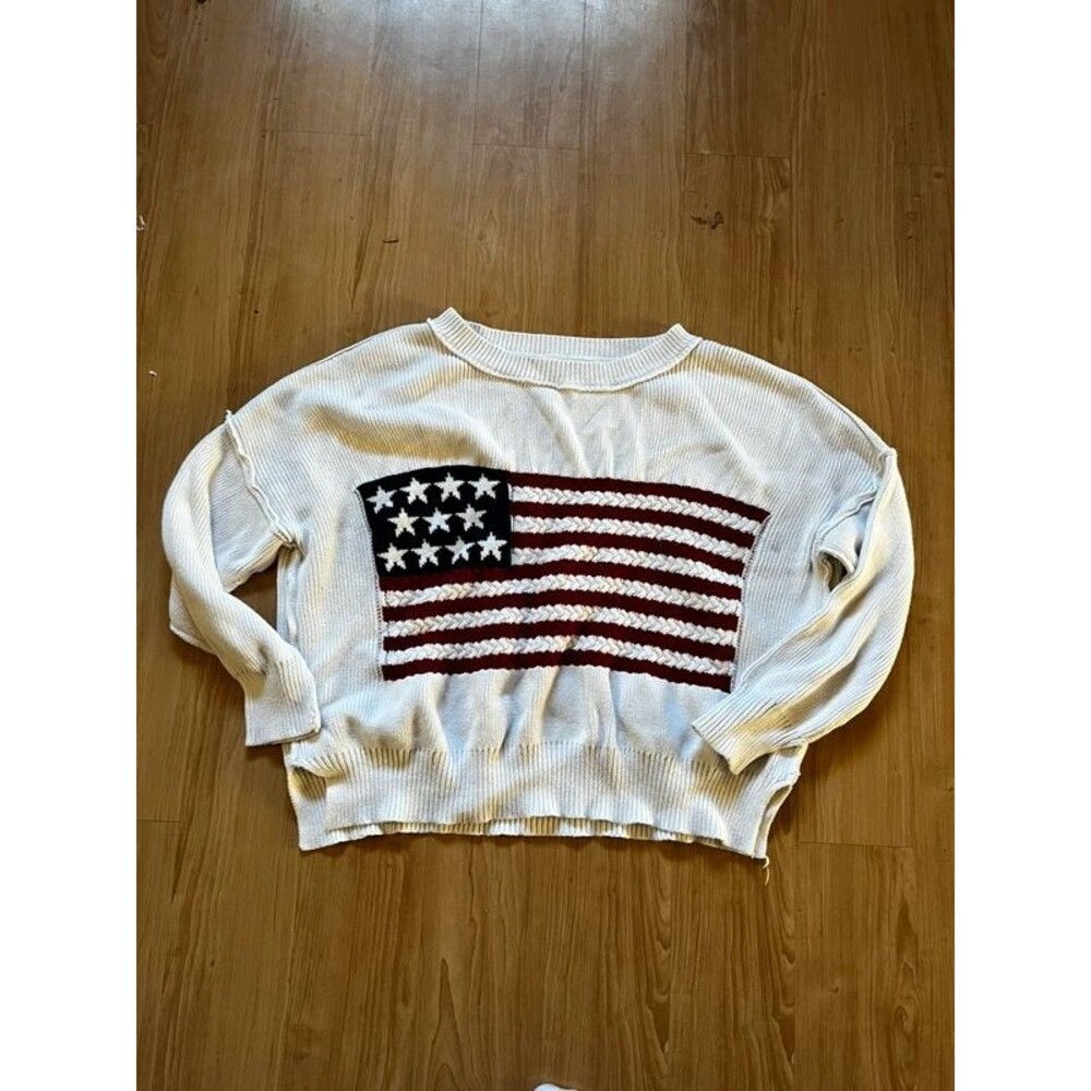 Preppy knit, American flag sweater oversized